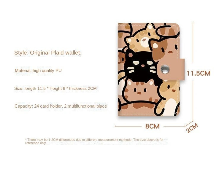 Jauks kaķa apdrukas karšu turētājs kaķēns, liela ietilpība mini maka vairāku karšu turētājs, mazs karšu maciņš Campus kartes darba ID uzglabāšanas soma