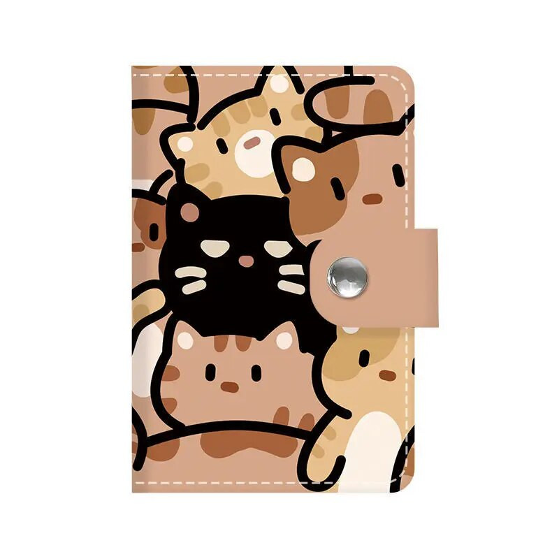 Jauks kaķa apdrukas karšu turētājs kaķēns, liela ietilpība mini maka vairāku karšu turētājs, mazs karšu maciņš Campus kartes darba ID uzglabāšanas soma