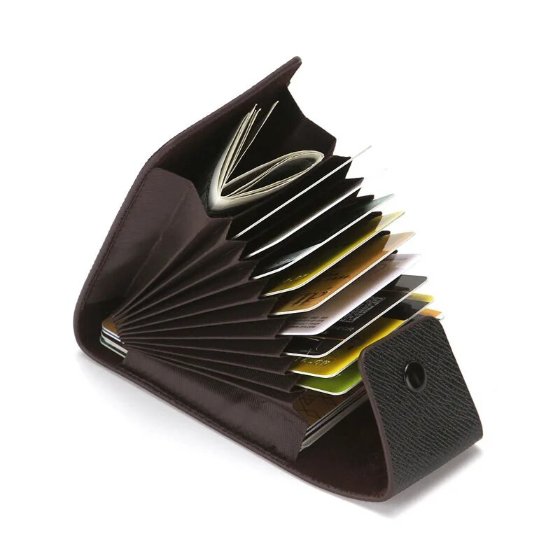 Többfunkciós kártyahüvely férfi és női valódi bőr tok cégazonosító hitelkártya pénztárcatartó zsebszervező