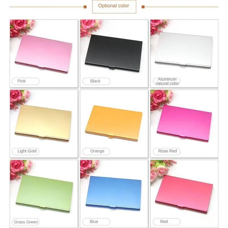 1/2 gab Alumīnija sakausējuma vizītkaršu turētāja futrālis vienkrāsains karšu iepakojums sievietēm vīriešiem biroja karšu organizatoru turētāja karšu kaste