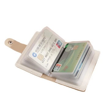 26 Cards Тънък държач за визитки от PU кожа Kawaii Carton ID Поставка за кредитна карта Моден портфейл за монети Поставка за фотокарти