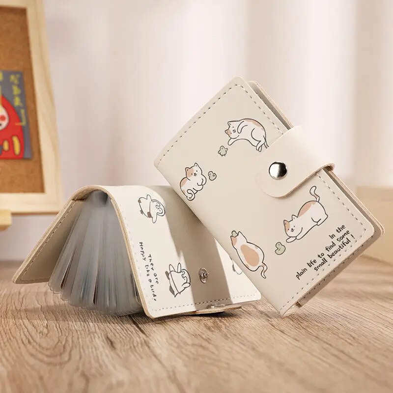 26 Cards Slim PU Δερμάτινη θήκη επαγγελματικής κάρτας Kawaii Carton ID Κάτοχος πιστωτικής κάρτας Πορτοφόλι για κέρματα μόδας Θήκη φωτογραφικής κάρτας