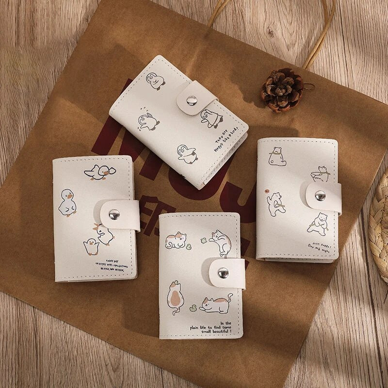 26 Cards Slim PU Δερμάτινη θήκη επαγγελματικής κάρτας Kawaii Carton ID Κάτοχος πιστωτικής κάρτας Πορτοφόλι για κέρματα μόδας Θήκη φωτογραφικής κάρτας