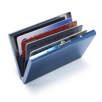 Държач за кредитна карта от неръждаема стомана Мъжки RFID блокиращ тънък портфейл Чанта за пари против сканиране Калъф за картодържател за пътуване Малък мъжки портфейл
