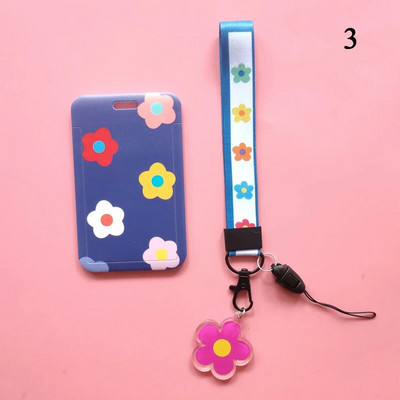 Υπέροχο μικρό λουλούδι Kpop θήκη για φωτογραφικές κάρτες με κορδόνι λουράκι χαρτικής θήκης κάρτας μαθητών με ονόματα μαθητών προστατευτικό κάλυμμα καρτ ποστάλ