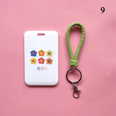 Υπέροχο μικρό λουλούδι Kpop θήκη για φωτογραφικές κάρτες με κορδόνι λουράκι χαρτικής θήκης κάρτας μαθητών με ονόματα μαθητών προστατευτικό κάλυμμα καρτ ποστάλ