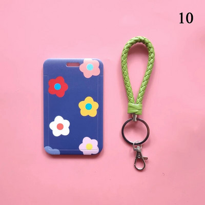 Υπέροχο μικρό λουλούδι Kpop θήκη για φωτογραφικές κάρτες με κορδόνι λουράκι χαρτικής θήκης κάρτας μαθητών με ονόματα μαθητών προστατευτικό κάλυμμα καρτ ποστάλ