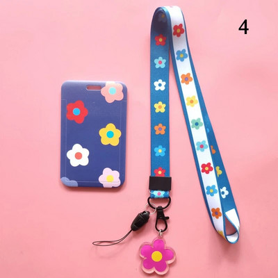 Υπέροχο μικρό λουλούδι Kpop θήκη για φωτογραφικές κάρτες με κορδόνι λουράκι χαρτικής θήκης κάρτας μαθητών με ονόματα μαθητών προστατευτικό κάλυμμα καρτ ποστάλ