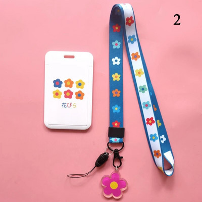 Υπέροχο μικρό λουλούδι Kpop θήκη για φωτογραφικές κάρτες με κορδόνι λουράκι χαρτικής θήκης κάρτας μαθητών με ονόματα μαθητών προστατευτικό κάλυμμα καρτ ποστάλ