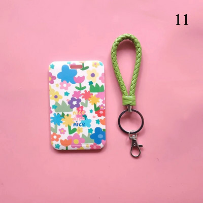 Υπέροχο μικρό λουλούδι Kpop θήκη για φωτογραφικές κάρτες με κορδόνι λουράκι χαρτικής θήκης κάρτας μαθητών με ονόματα μαθητών προστατευτικό κάλυμμα καρτ ποστάλ