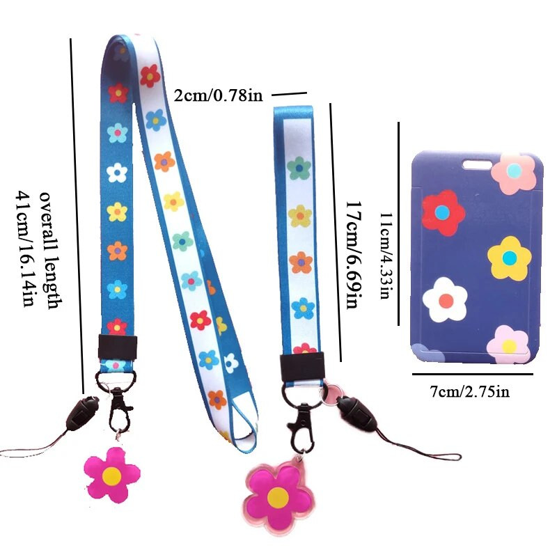 Υπέροχο μικρό λουλούδι Kpop θήκη για φωτογραφικές κάρτες με κορδόνι λουράκι χαρτικής θήκης κάρτας μαθητών με ονόματα μαθητών προστατευτικό κάλυμμα καρτ ποστάλ