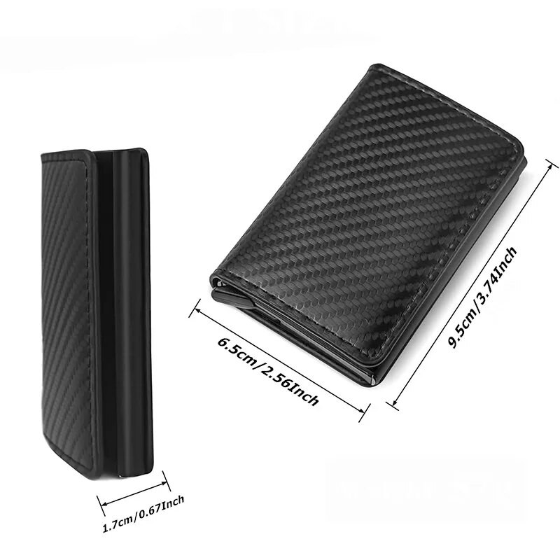 PU Δερμάτινη θήκη πιστωτικής κάρτας Αναδυόμενα πορτοφόλια Rfid μαύρη ανθρακονήματα μινιμαλιστική θήκη επαγγελματικής κάρτας για Working Shopping