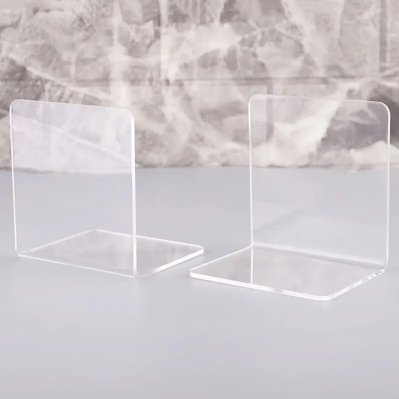 G5AA 2Pcs Clear Acrylic Βιβλιοθήκη σε σχήμα L Desk Organizer Επιτραπέζια βιβλιοθήκη School S