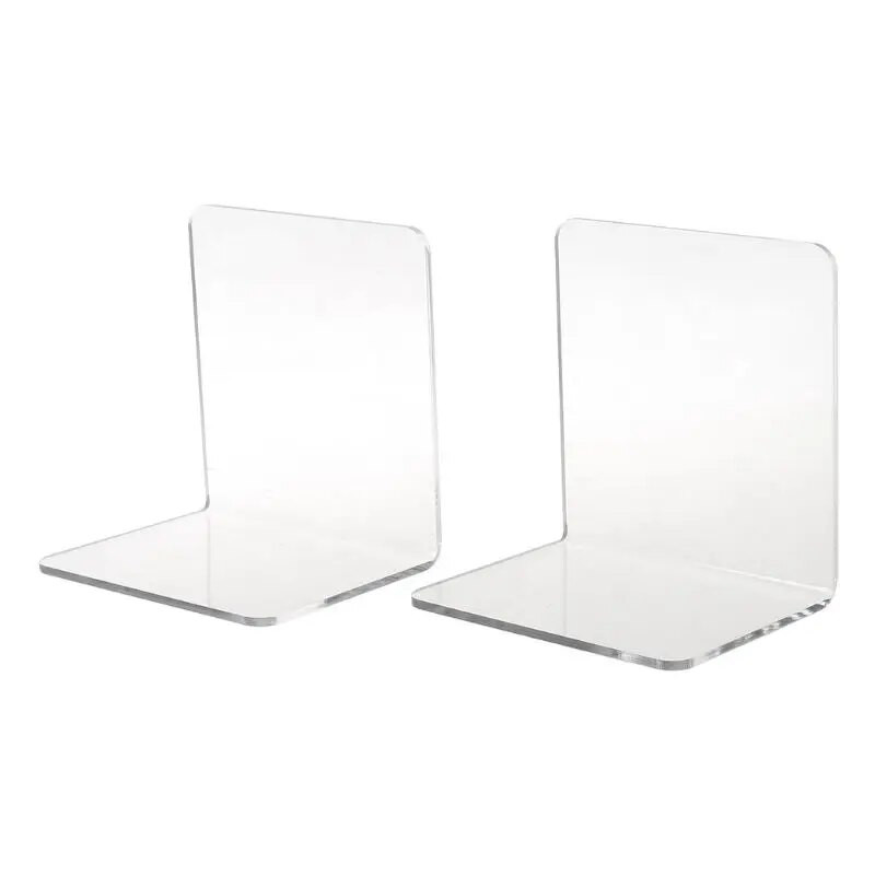 G5AA 2Pcs Clear Acrylic Βιβλιοθήκη σε σχήμα L Desk Organizer Επιτραπέζια βιβλιοθήκη School S