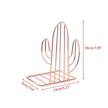 2 ΤΕΜ/Ζεύγος για Creative Cactus Shaped Metal Bookends Support Stand Desk Orga