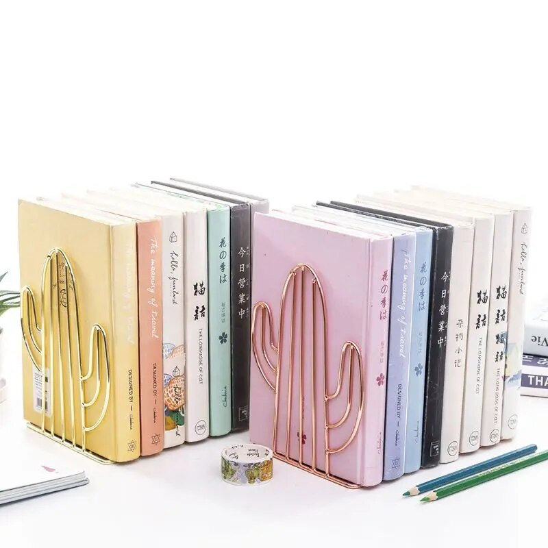 2 ΤΕΜ/Ζεύγος για Creative Cactus Shaped Metal Bookends Support Stand Desk Orga