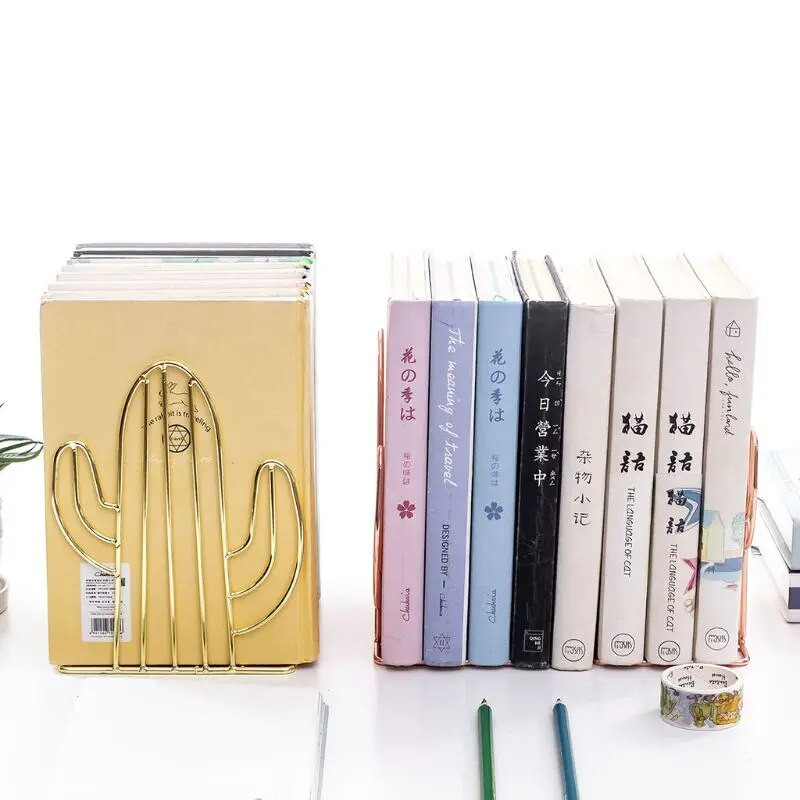 2 ΤΕΜ/Ζεύγος για Creative Cactus Shaped Metal Bookends Support Stand Desk Orga