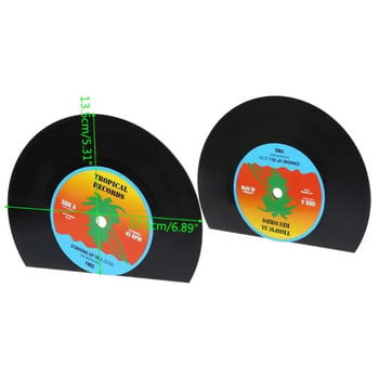 2Pcs Record Shape Bookends Стойка за поддръжка на книги Настолен рафт за съхранение Рафт Home Decor Държач за списания