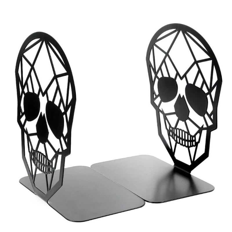 Dobu galvaskausa formas darbvirsmas neslīdoši grāmatu skapji Mākslinieciski dekoratīvi dzelzs rakstāmgalda grāmatas gals Metāla grāmatu atbalsts grāmatu plauktiem