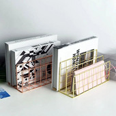 Βιβλιοθήκη Nordic Style Επιφάνεια εργασίας γραφείου χρυσό μεταλλικό μπλοκ βιβλίου Διακόσμηση επιτραπέζιου περιοδικού Βιβλιοθήκη ραφιού Δημιουργική βάση βιβλίων