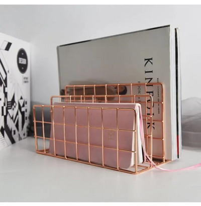 Βιβλιοθήκη Nordic Style Επιφάνεια εργασίας γραφείου χρυσό μεταλλικό μπλοκ βιβλίου Διακόσμηση επιτραπέζιου περιοδικού Βιβλιοθήκη ραφιού Δημιουργική βάση βιβλίων