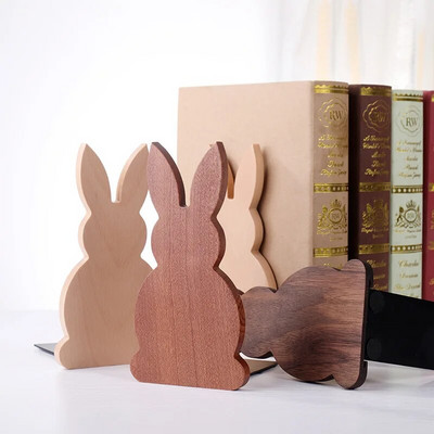 Koka LovelyRabbit Shape Desktop Organizer Darbvirsmas Biroja mājas lapa Grāmatu skapji Pretslīdēšanas Grāmatu gali Statīvs Turētājs Plaukts Galda organizators