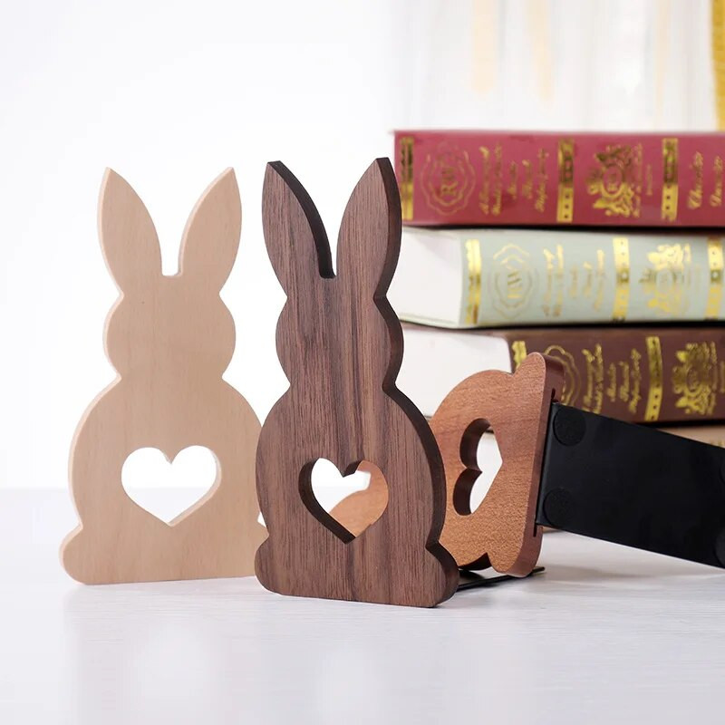 Koka LovelyRabbit Shape Desktop Organizer Darbvirsmas Biroja mājas lapa Grāmatu skapji Pretslīdēšanas Grāmatu gali Statīvs Turētājs Plaukts Galda organizators