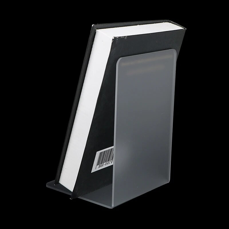 Akriliniai skaidrūs matiniai knygų stovai, paprastas knygų laikiklis, rašomasis stalas.