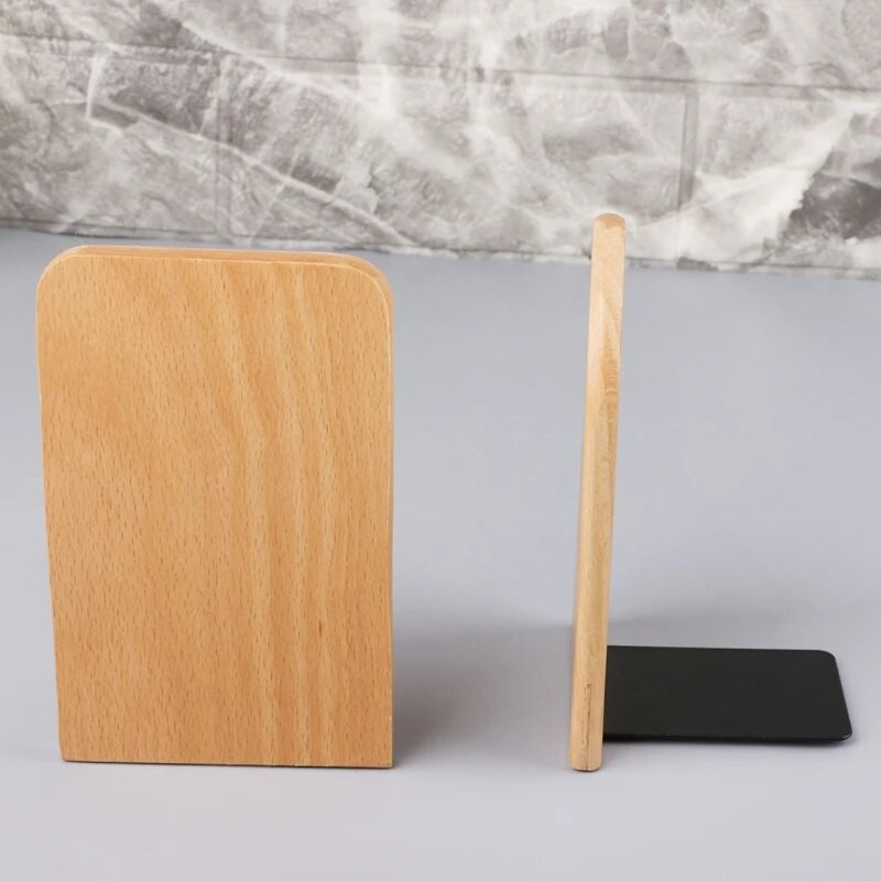 Nature Wooden Desktop Organizer Desktop Office Home Grāmatu skapji Pretslīdēšanas grāmatu gali Statīvu turētāju plaukts