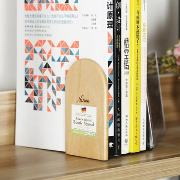 Краища за книги Държач за рафтове Книгодържатели Природна дървена стойка за книги Чисто нови противоплъзгащи се офис продукти