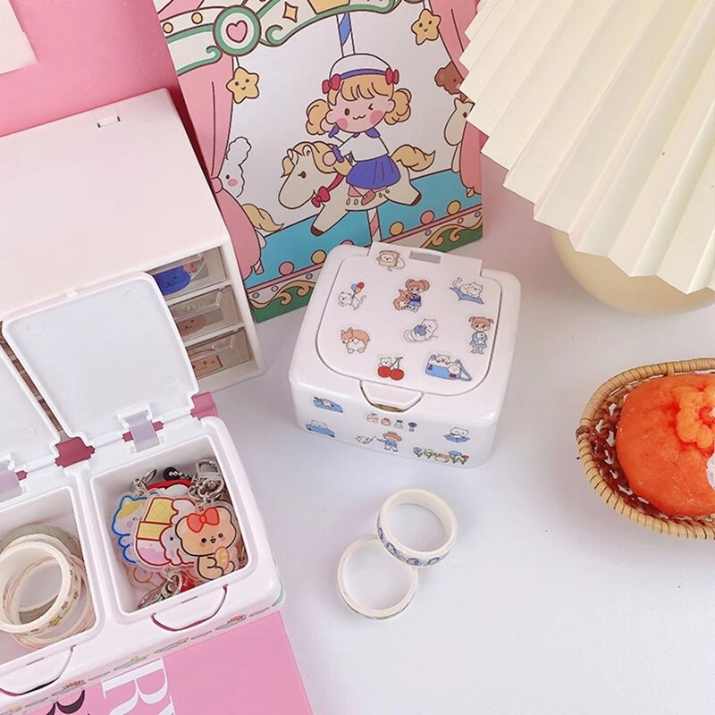 Kawaii Cartoon INS Style Multifunktsionaalne kirjutuslaud Korraldaja Box Kosmeetika Meigitarvikud Hoiukarp Kontoritarbed