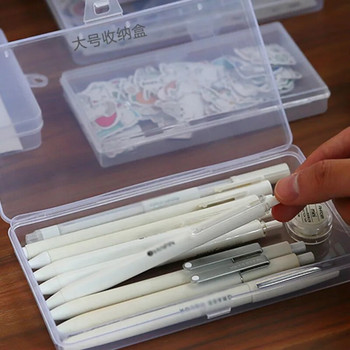 Прозрачен настолен органайзер за канцеларски материали Кутия за моливи Държач за химикалка Уаши Лента Стикери Кутия Маса Аксесоари за бюро Ученически пособия