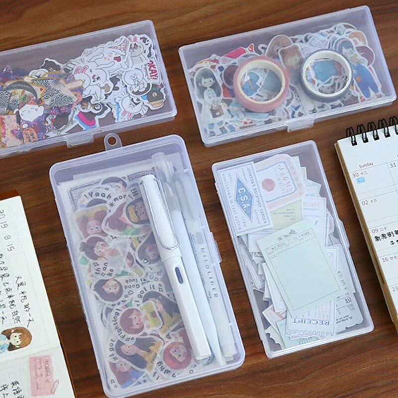 Läbipaistev lauaarvuti kirjatarvete korraldaja pliiatsikarbis pliiatsihoidja Washi teibi kleebised karp Laualaud Lauatarvikud Koolitarbed