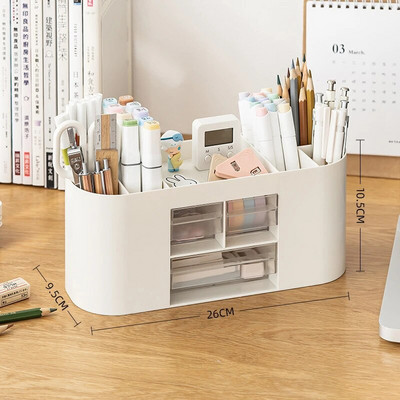 Daudzfunkcionāla galddatora glabāšanas kastīte pildspalvu turētājs kancelejas piederumu organizators Lielas ietilpības biroja klasificēta krātuve ar atvilktnēm