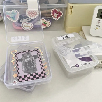 INS прозрачна пластмасова кутия за съхранение 3 инча фотокарти Малка кутия за съхранение на карти Органайзер за бюро Кутия за класификация Канцеларски материали