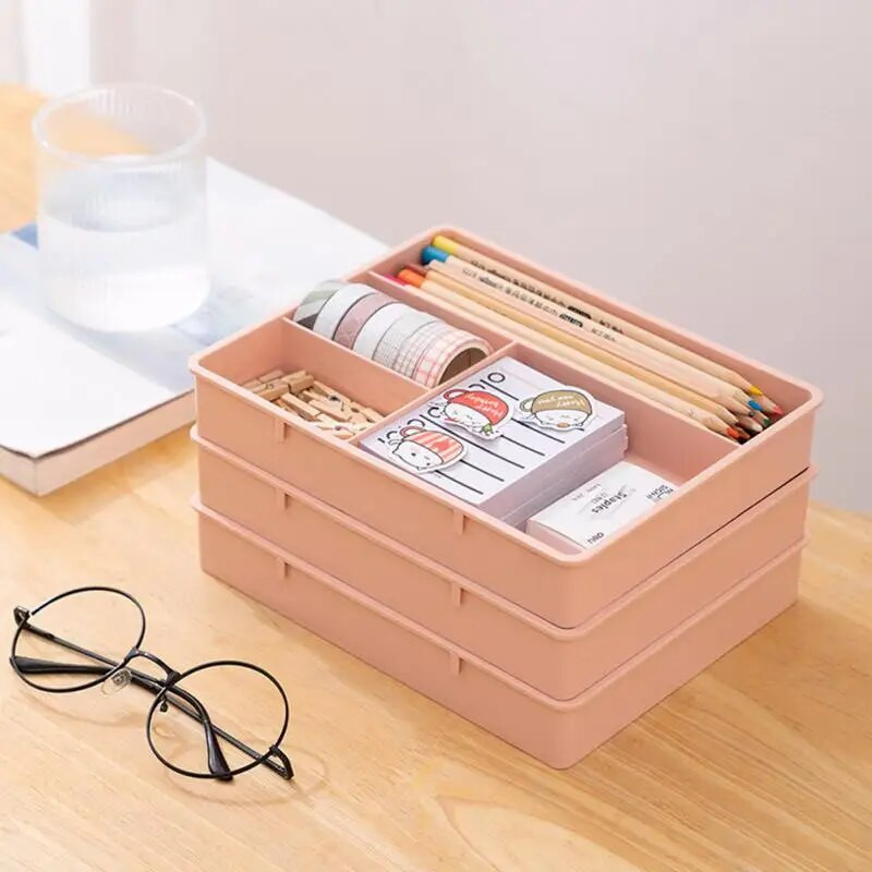 Rakstāmgalda atvilktņu organizators, sakraujams daudzšūnu uzglabāšanas kastes paplāte tualetes galds rotaslietas organizators grima organizētājs mājas birojam
