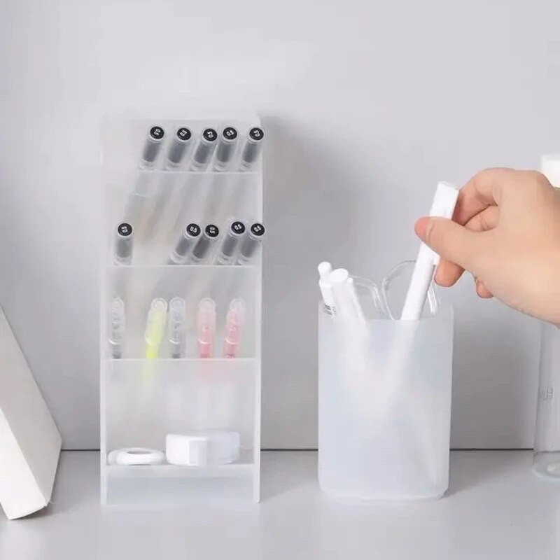 Kawaii Creative Multifunktsionaalne 4 ruudustikuga lauaarvuti pliiatsihoidja meigihoidja koolikontori tarvikud pliiatsihoidja