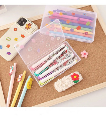 Ins Transparent Desktop Organizer Pencil Box Plastic Desk Storage Box Classification Box Σχολική προμήθειες γραφείου Χαρτικά