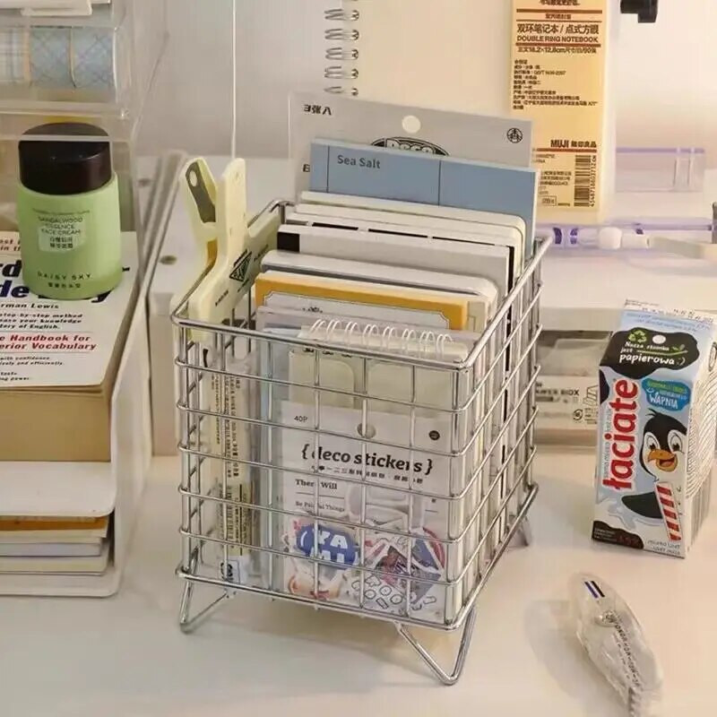 MINKYS INS Nordic Iron Desktop Storage Καλάθι Καλλυντικών γραφείου Καλλυντικά Μακιγιάζ Κουτί αποθήκευσης Γραφικών ειδών Σχάρα αποθήκευσης γραφείου οργάνωσης