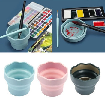Πτυσσόμενη γλάστρα με πινέλο ζωγραφικής Κάδος πλύσης Mini Watercolor Brush Bucket Drop Shipping