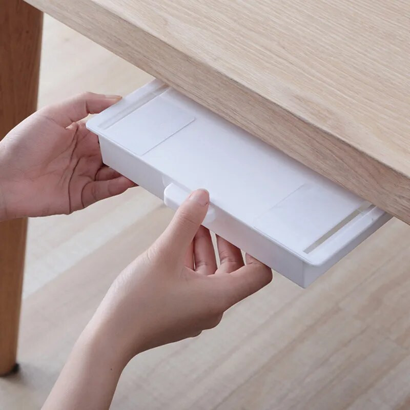 2022 Simple Under Desk Drawer Organizer Κρυφό κουτί αποθήκευσης επιφάνειας εργασίας για αυτοκόλλητο σταθερό δοχείο θήκης στυλό γραφείου