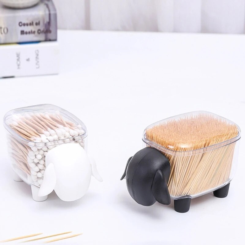 Clear Sheep Qtip Dispenser Desk Organizer για καλλυντικά μαξιλαράκια Βαμβακερές μπατονέτες Κλιπς Pushpins Hair Ties Οδοντικά νήματα