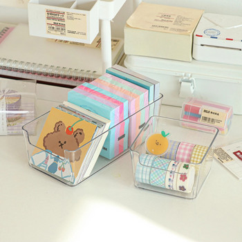 MINKYS Νέα ακρυλικά αυτοκόλλητα Kawaii Kpop Photocards Κουτί αποθήκευσης Επιτραπέζιο Organizer Θήκη στυλό Σχολική γραφική ύλη