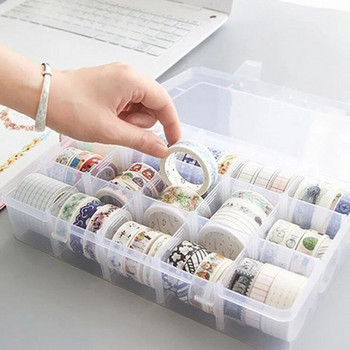 15 θήκες Clear Crafts Organizer Διαφανές κουτί αποθήκευσης για είδη τέχνης Washi Tape και αυτοκόλλητα χαρτικά