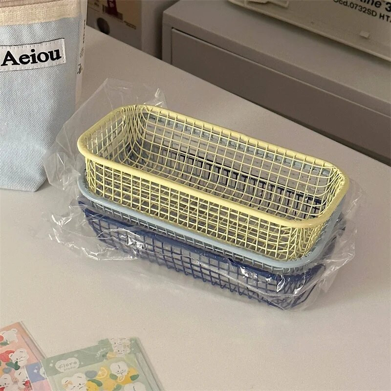 Νέο Μεταλλικό Καλάθι Αποθήκευσης Χρώμα Πολυλειτουργικό Επιτραπέζιο Διάφορα Οργάνωση Φωτοκάρτες Χαρτικά Μακιγιάζ Βάση Ταξινόμησης Γραφείο