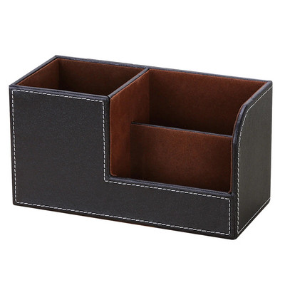 Augstas kvalitātes PU ādas rakstāmgalda organizators zīmuļu pildspalvu turētājs Caddy uzglabāšanas kaste ar 3 nodalījumiem mājas biroja skolas piederumiem