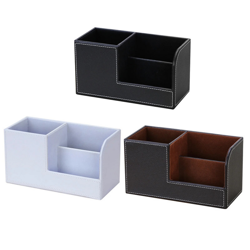 Augstas kvalitātes PU ādas rakstāmgalda organizators zīmuļu pildspalvu turētājs Caddy uzglabāšanas kaste ar 3 nodalījumiem mājas biroja skolas piederumiem
