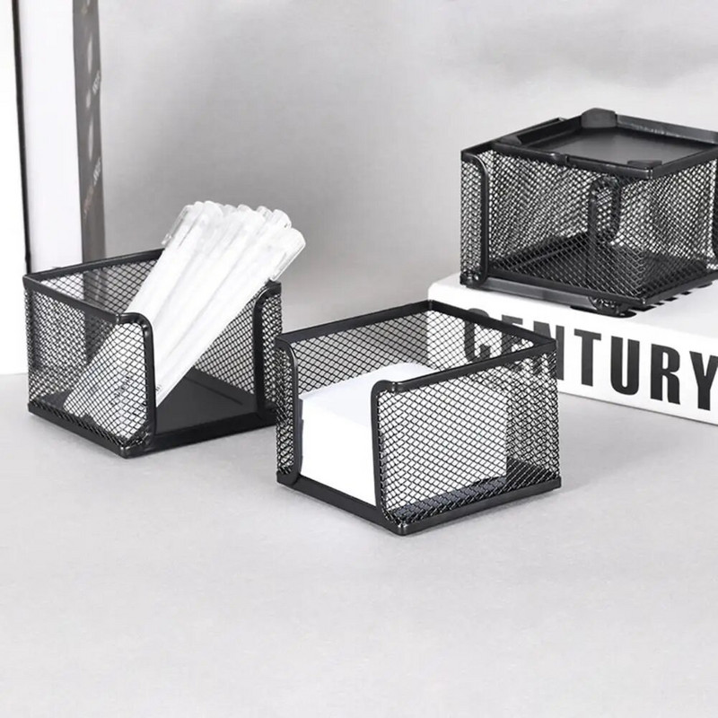 Note Pad Storage Box Λεπτό πλέγμα μεγάλης χωρητικότητας Μαύρο βαρέως τύπου Metal Desktop Memo Pad Sticky Note Organizer Προμήθειες σπιτιού
