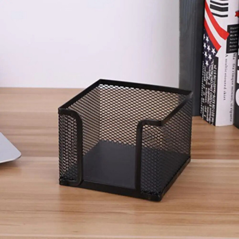 Note Pad Storage Box Λεπτό πλέγμα μεγάλης χωρητικότητας Μαύρο βαρέως τύπου Metal Desktop Memo Pad Sticky Note Organizer Προμήθειες σπιτιού