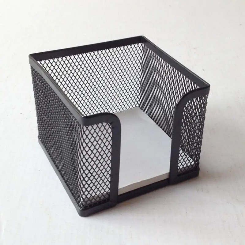 Note Pad Storage Box Λεπτό πλέγμα μεγάλης χωρητικότητας Μαύρο βαρέως τύπου Metal Desktop Memo Pad Sticky Note Organizer Προμήθειες σπιτιού